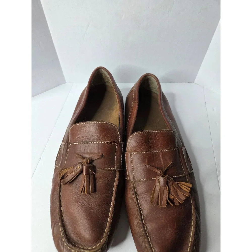 Rockport Men Brown Leather Tassel Loafers Moc Toe Slip On Shoes K55804 Size 11.5